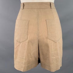 BURBERRY LONDON Size 8 Brown Wool Linen Pleated Shorts