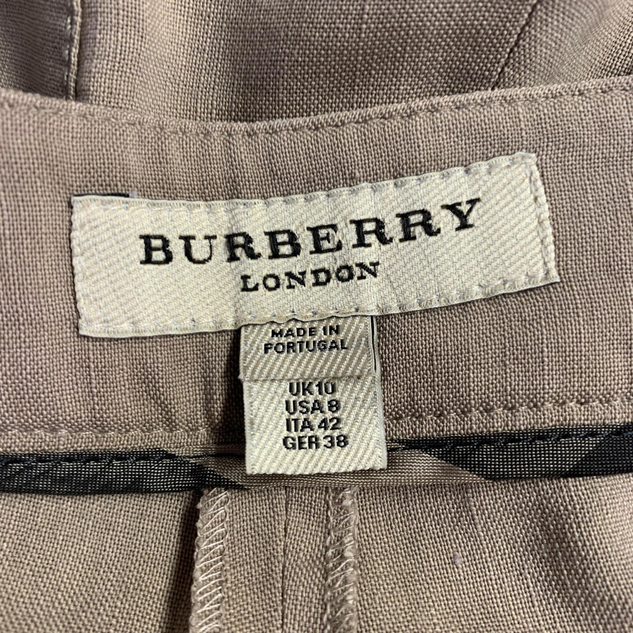 BURBERRY LONDON Größe 8 Braun Wolle Leinen Plissee Shorts im Angebot 1