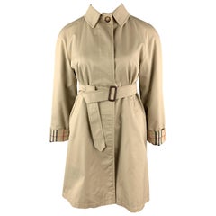 BURBERRY LONDON Size 8 Khaki Cotton Blend Raglan Sleeve Belted Coat