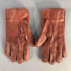 BURBERRY LONDON Size 9 Brown Gold Deerskin Leather Gloves
