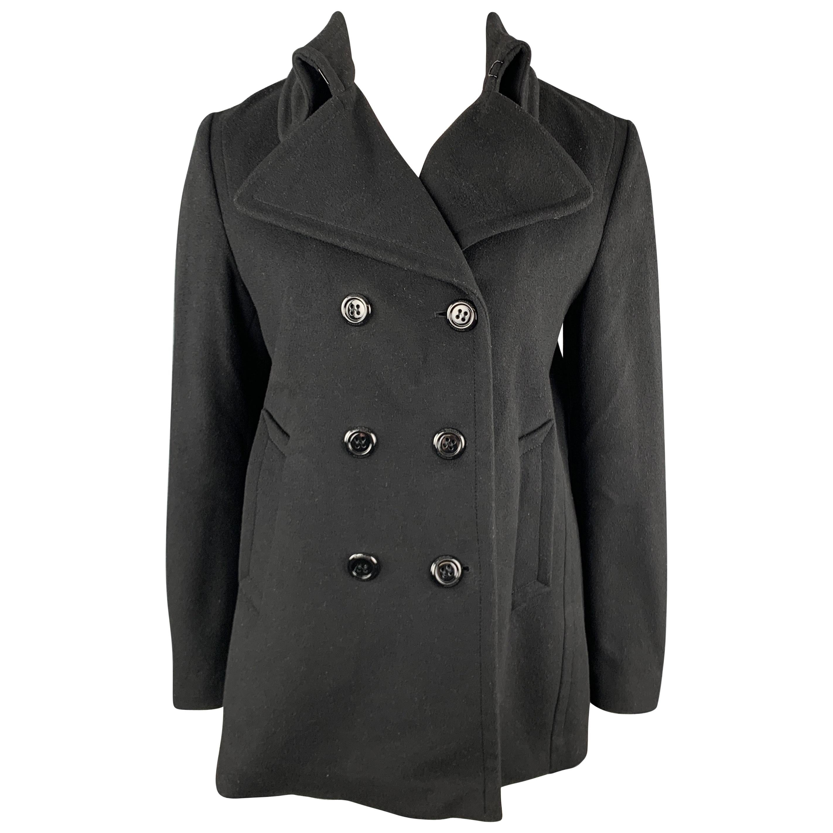BURBERRY LONDON Size L Black Wool / Cashmere Double Breasted Pea Coat