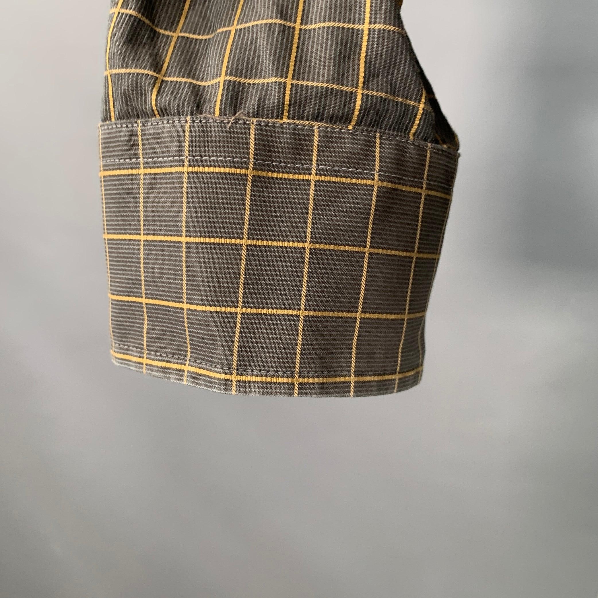 De los hombres BURBERRY LONDON Talla L Camisa de manga larga de algodón con ventana gris mostaza