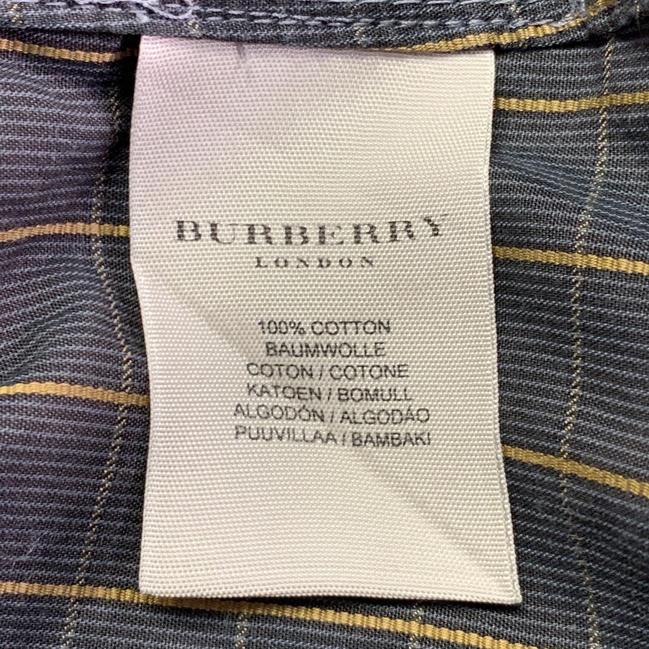 BURBERRY LONDON Talla L Camisa de manga larga de algodón con ventana gris mostaza 3