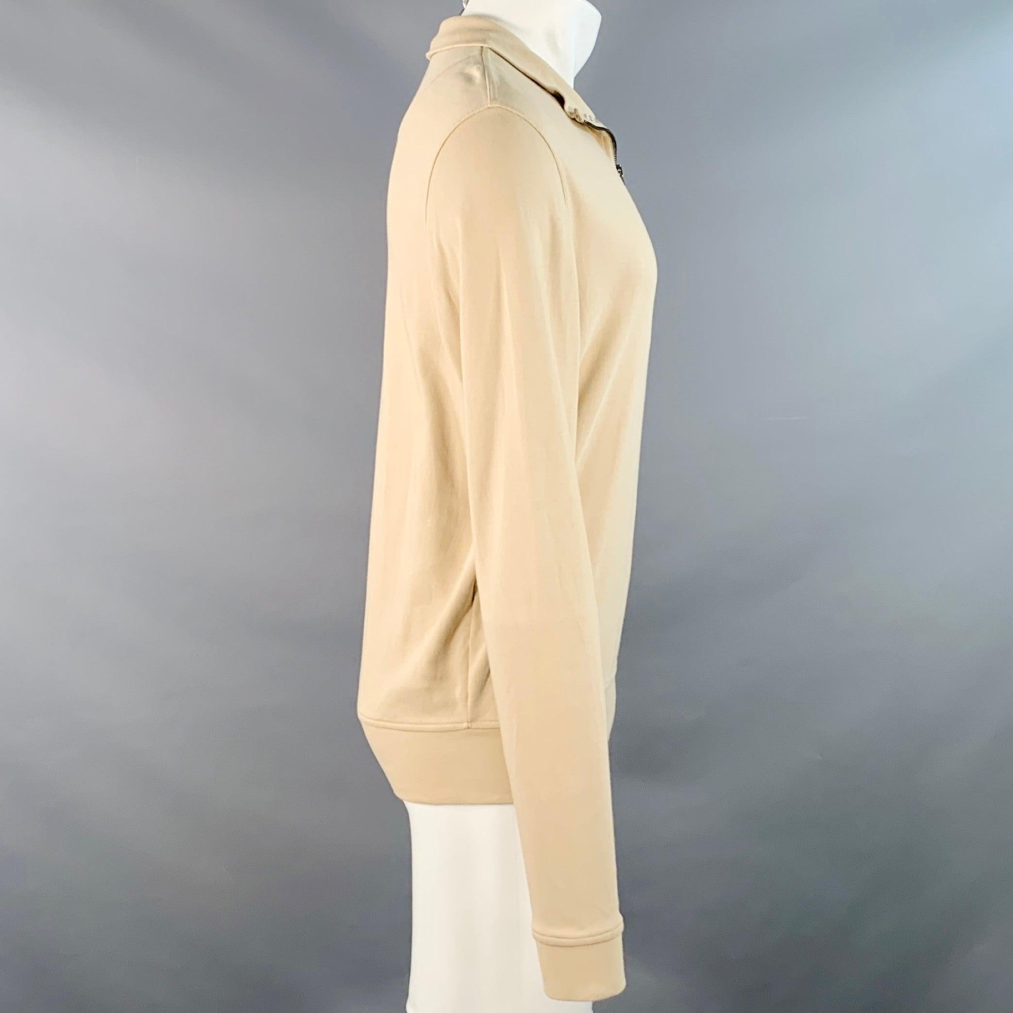 Burberry London Taglia M Beige Logo Cotone 1/4 Zip Pullover In condizioni ottime in vendita a San Francisco, CA