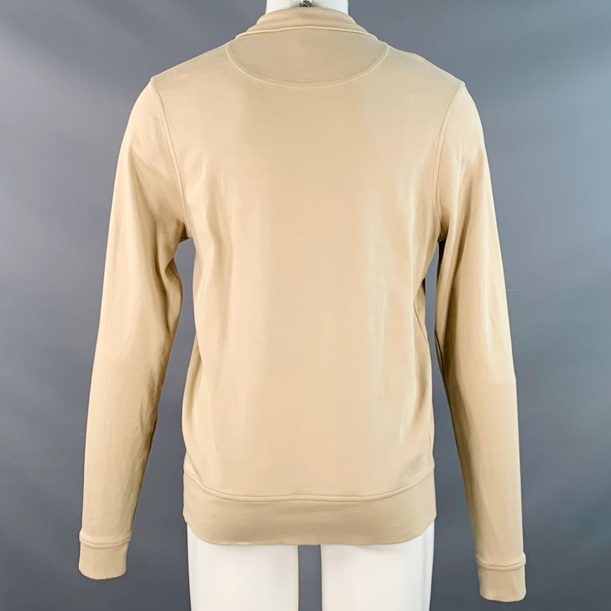 Uomo Burberry London Taglia M Beige Logo Cotone 1/4 Zip Pullover in vendita