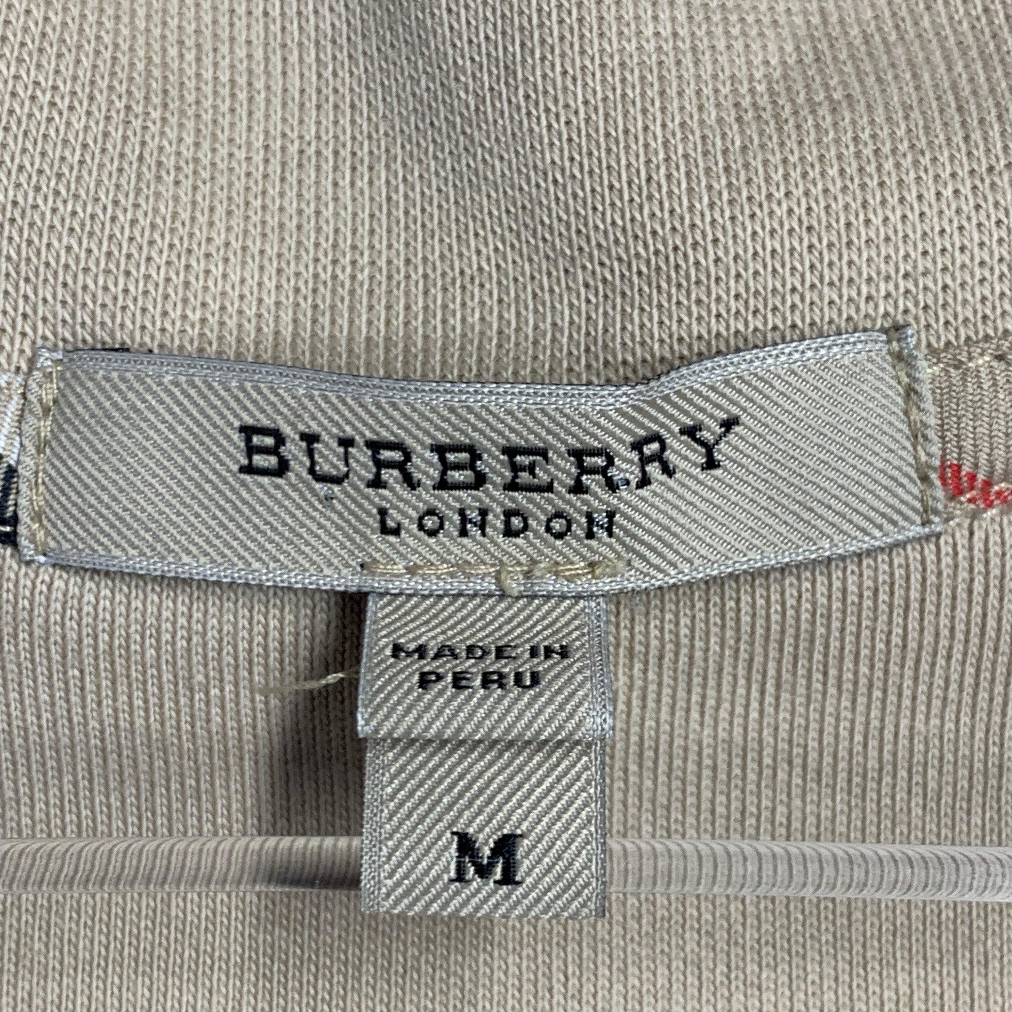 Burberry London Taglia M Beige Logo Cotone 1/4 Zip Pullover in vendita 1