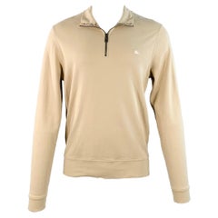 Burberry London Taglia M Beige Logo Cotone 1/4 Zip Pullover
