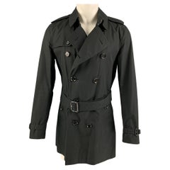 BURBERRY LONDON Size M Black Cotton Double Breasted Coat