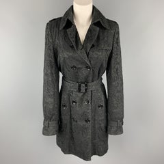 BURBERRY LONDON Size M Black Lace Double Breasted Trench Coat