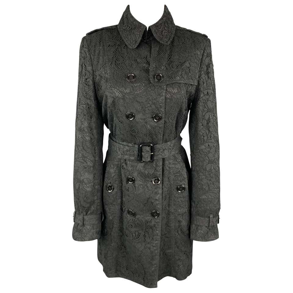 BURBERRY LONDON Size M Black Lace Double Breasted Trench Coat at 1stDibs