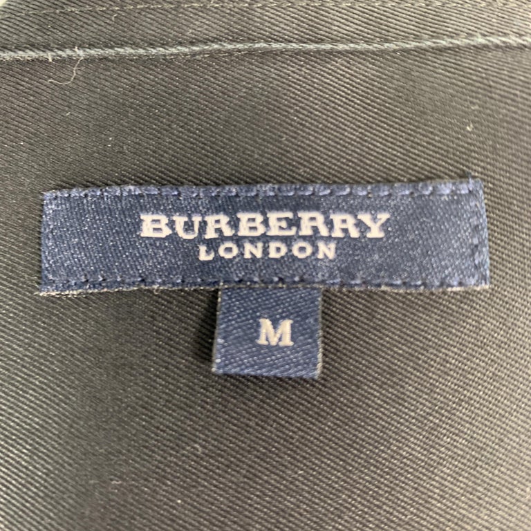 BURBERRY LONDON Size M Black Solid Cotton Double Breasted Long Sleeve ...