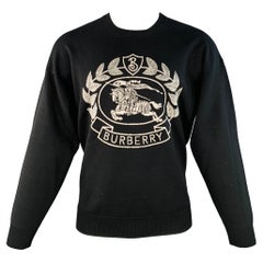 Burberry London Taglia M Nero Bianco Logo Poliammide Miscela Pullover Girocollo