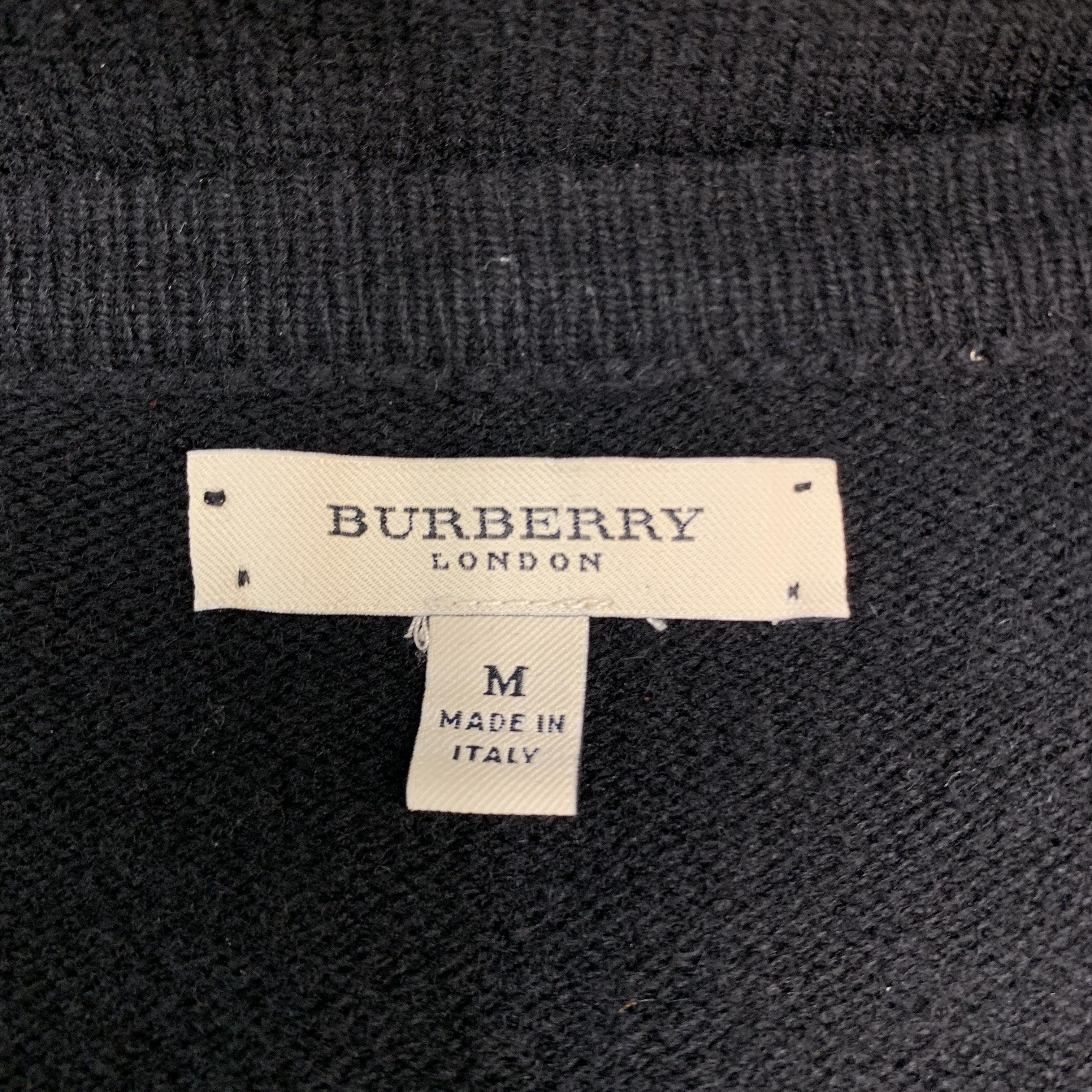 BURBERRY LONDON Size M Black Wool Buttoned V Neck Cardigan 2