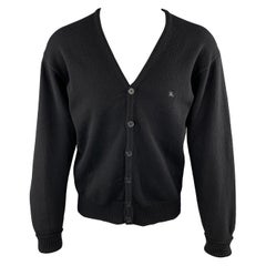 BURBERRY LONDON Größe M Schwarze Wolljacke mit V-Ausschnitt und Knöpfen