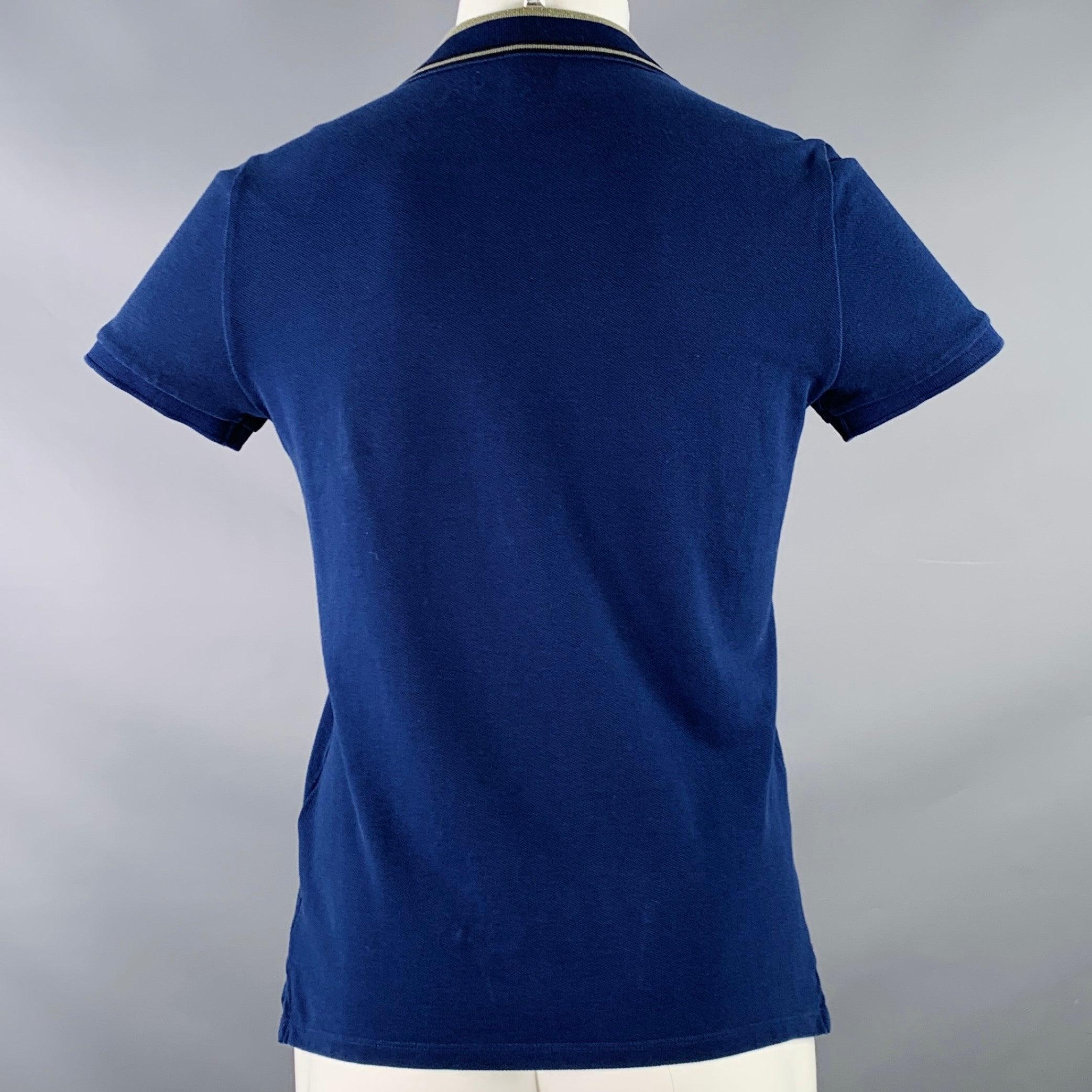 Uomo Burberry London taglia M Blu Oliva con finiture a contrasto in cotone Piqué con mezza abbottonatura Polo in vendita