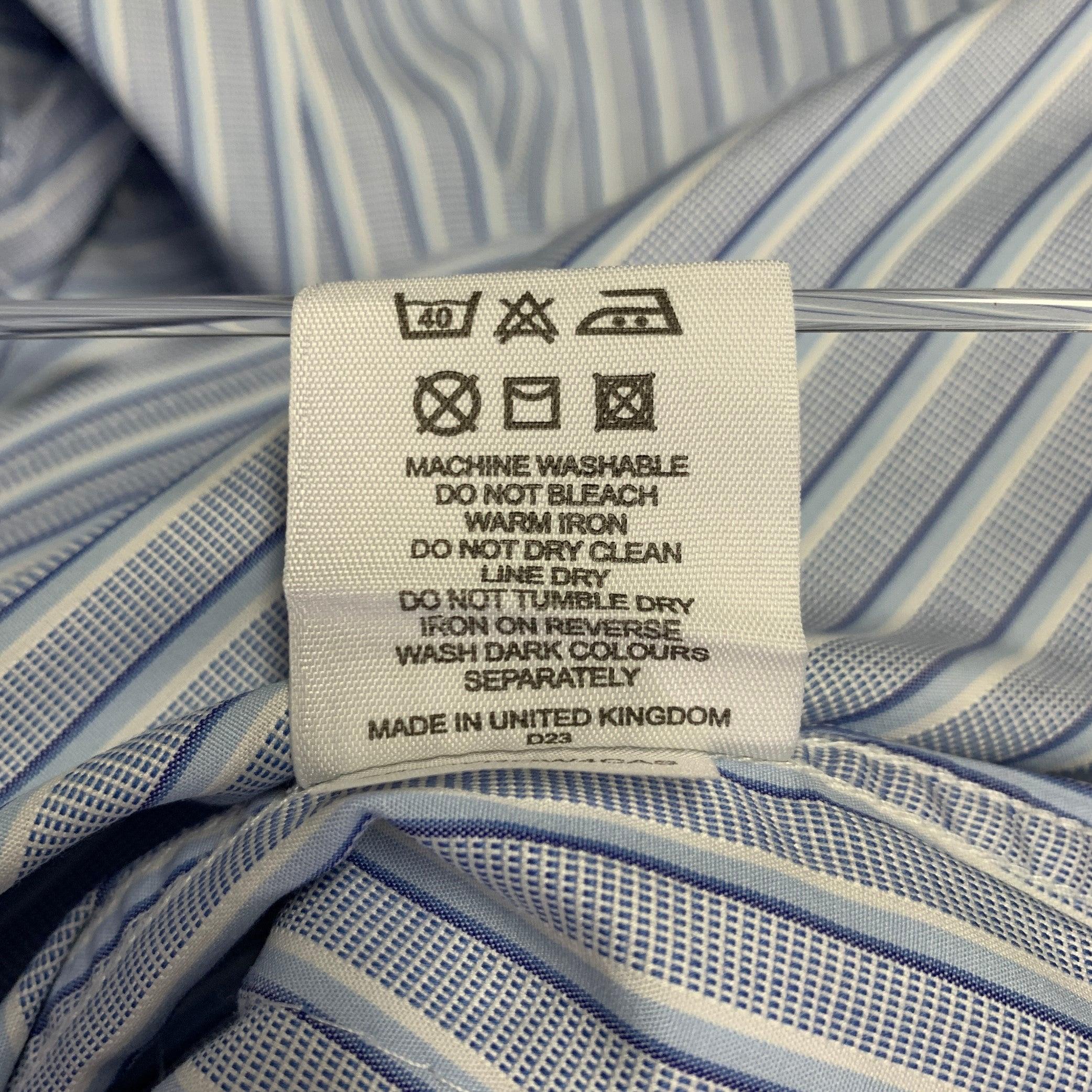 BURBERRY LONDON Size M Blue White Stripe Cotton French Cuff Long Sleeve Shirt For Sale 3
