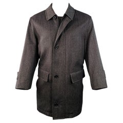 BURBERRY LONDON Size M Grey Charcoal Acetate Blend Twill Zip Buttons Coat