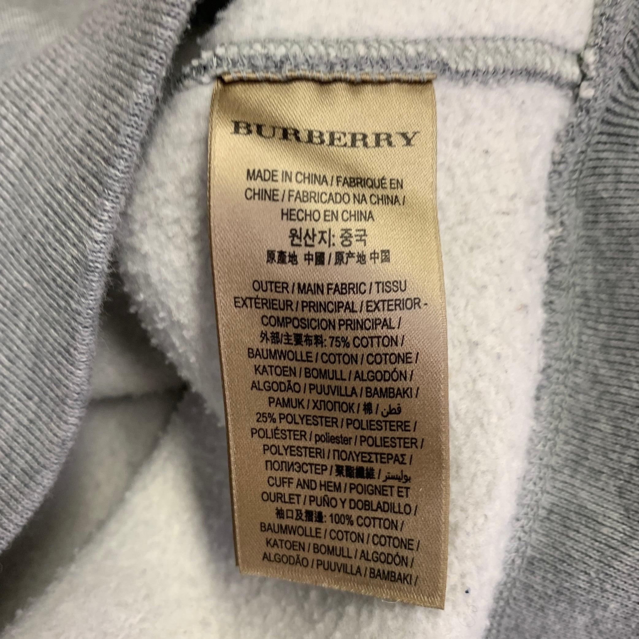 Burberry London - Felpa girocollo in misto cotone grigio erica e nero con logo - taglia M in vendita 5