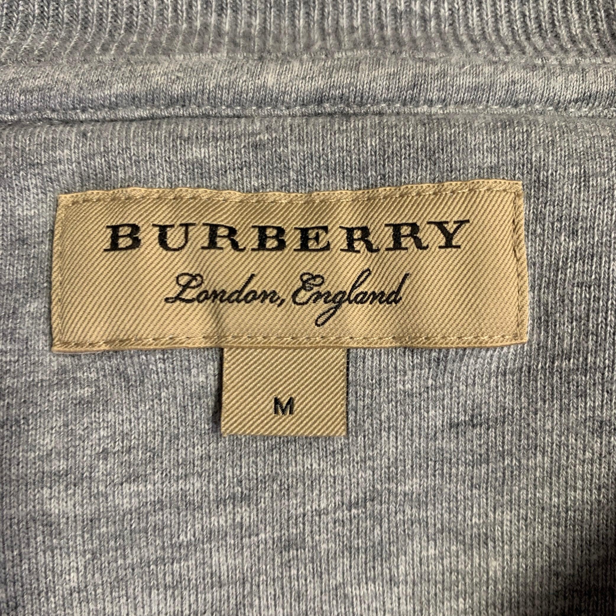 Burberry London - Felpa girocollo in misto cotone grigio erica e nero con logo - taglia M in vendita 4