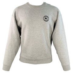 Burberry London - Felpa girocollo in misto cotone grigio erica e nero con logo - taglia M