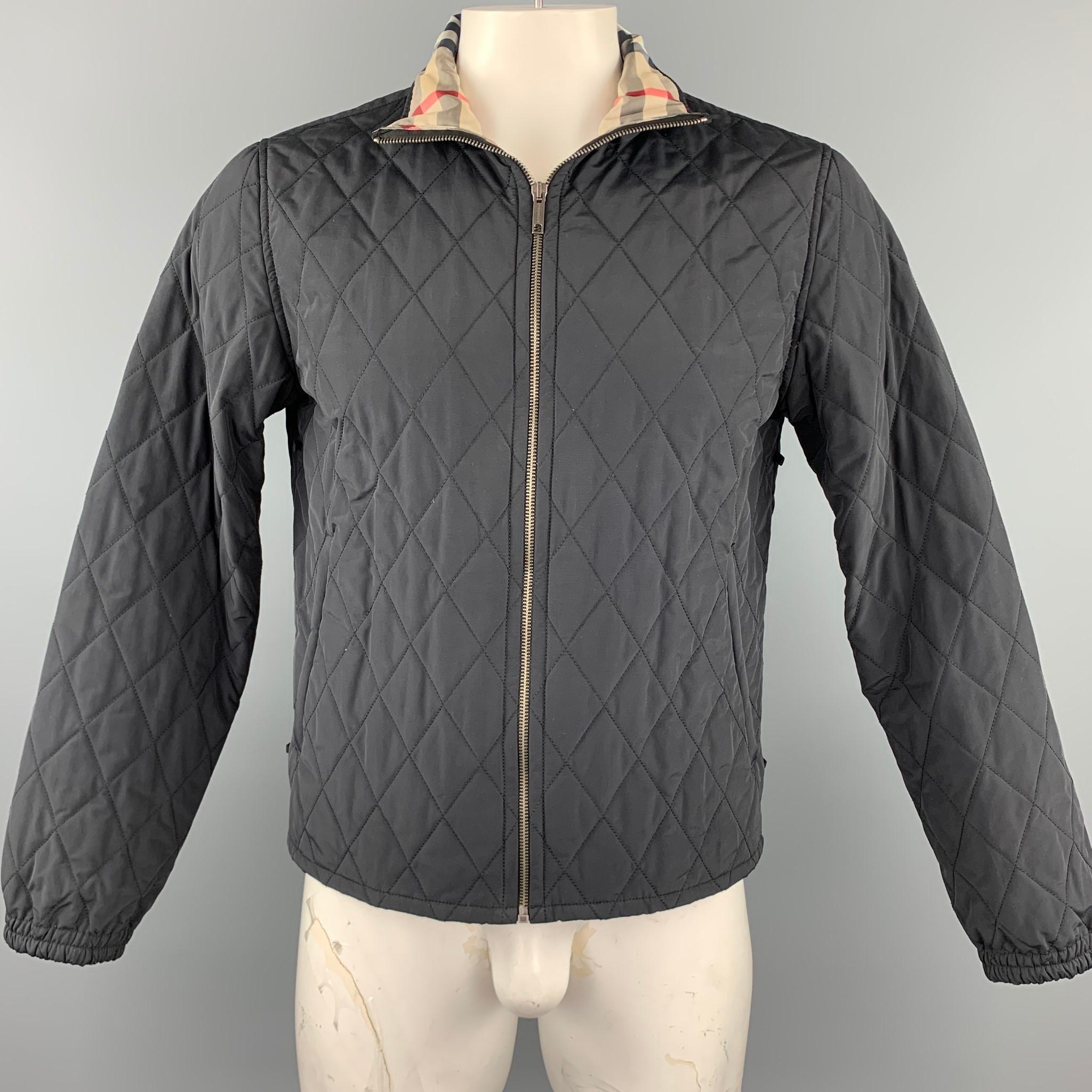 BURBERRY LONDON Size M Navy Nylon / Cotton Zip & Buttons Detachable Jacket Coat 1