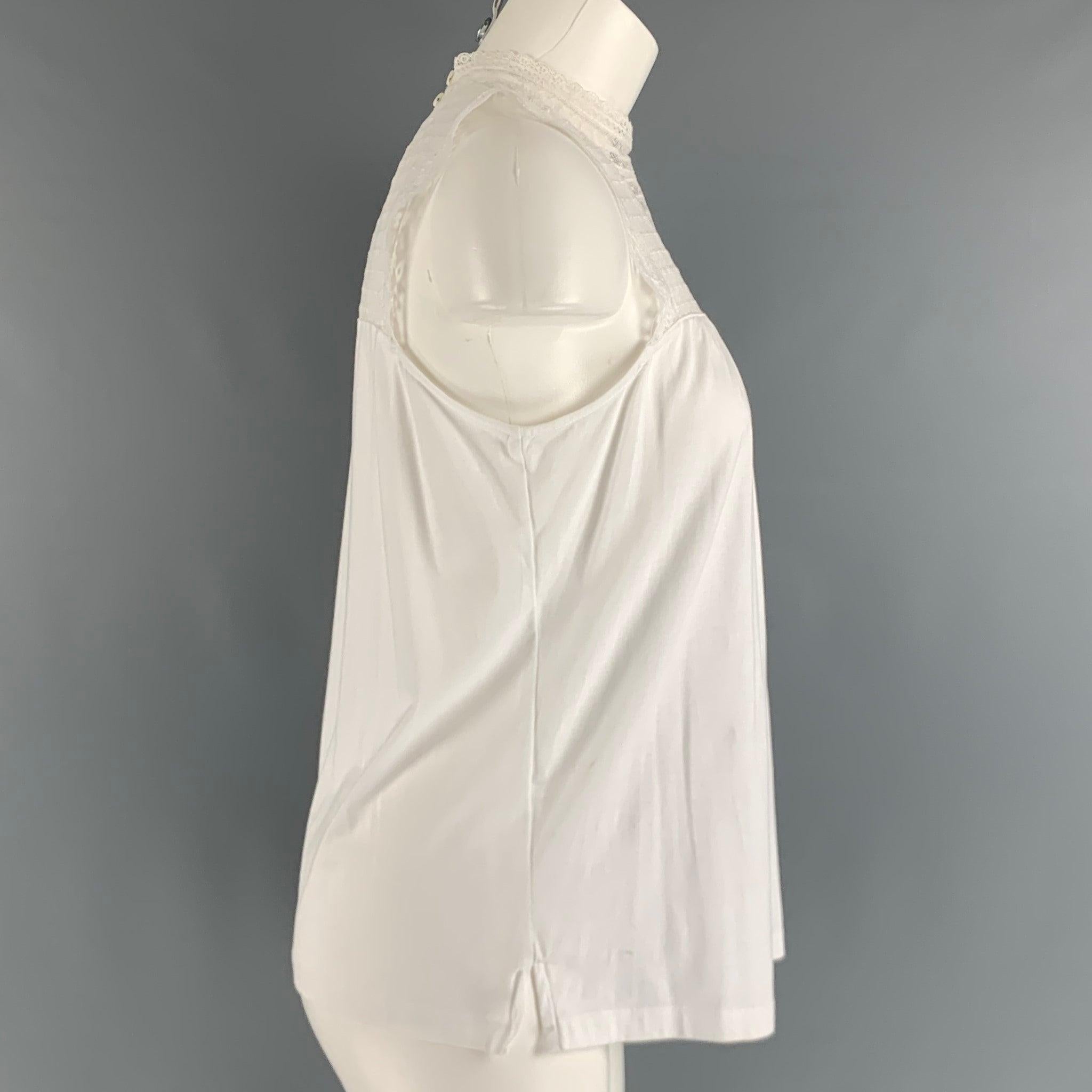 Women's BURBERRY LONDON Size M White Cotton Sleeveless Casual Top For Sale
