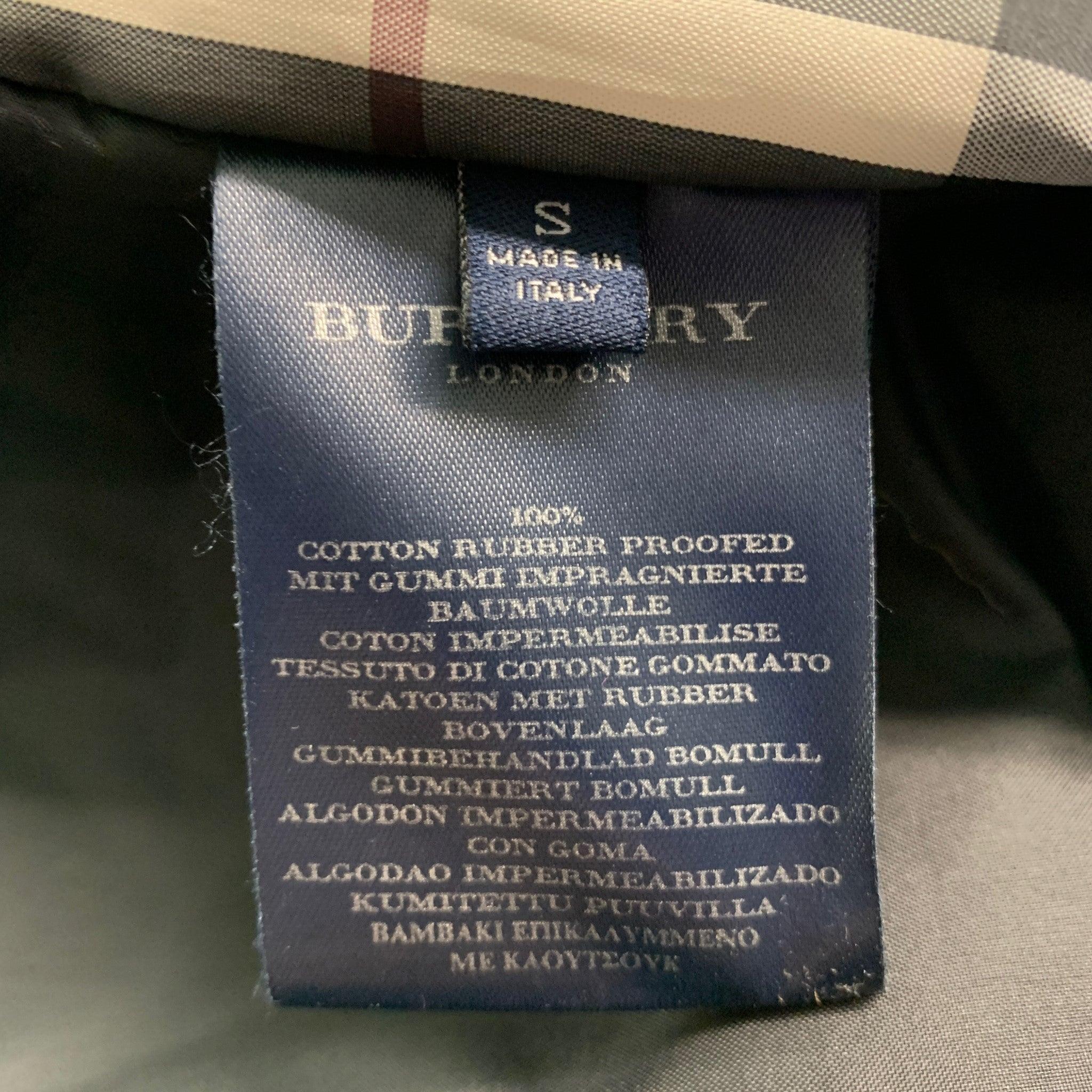 BURBERRY LONDON Size S Grey Solid Cotton Hidden Placket Coat For Sale 1