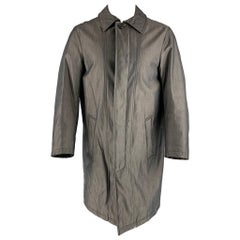 Burberry London Taglia S Cappotto grigio in cotone tinta unita con abbottonatura nascosta