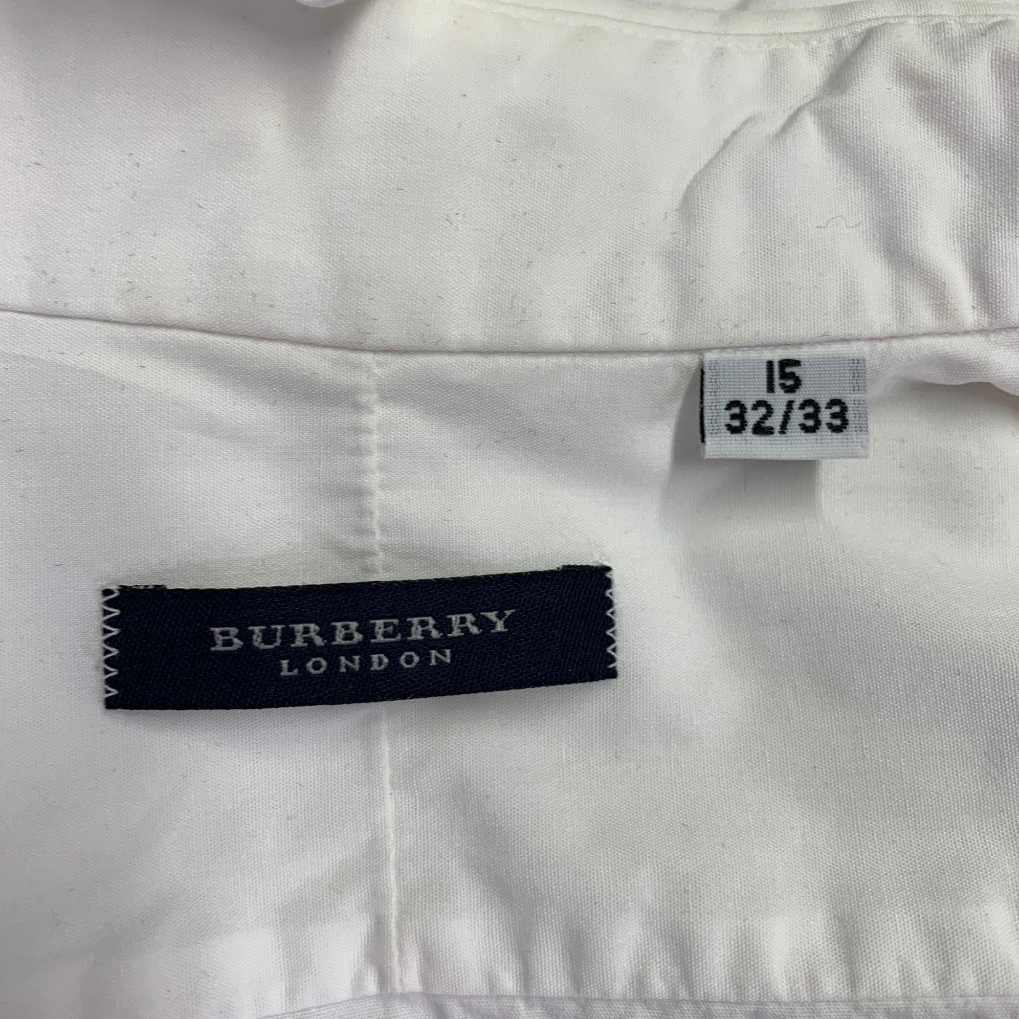BURBERRY LONDON Taille S Chemise à manches longues en coton blanc à une poche Bon état - En vente à San Francisco, CA