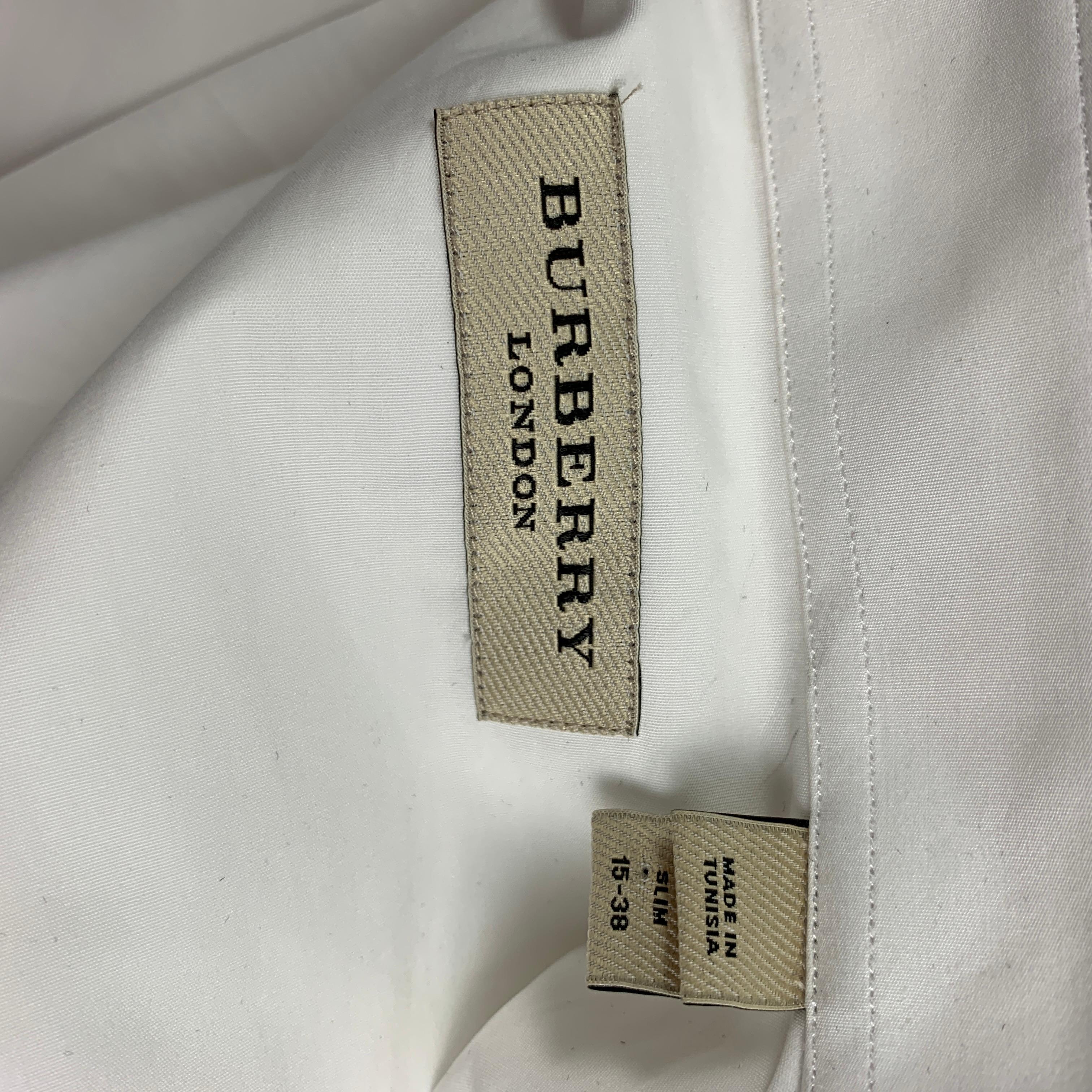 BURBERRY LONDON Size S White Cotton Tuxedo Long Sleeve Shirt 1