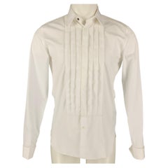 BURBERRY LONDON Size S White Cotton Tuxedo Long Sleeve Shirt