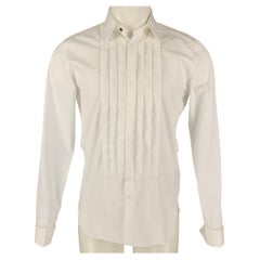 BURBERRY LONDON - Chemise de smoking à manches longues en coton blanc, taille S