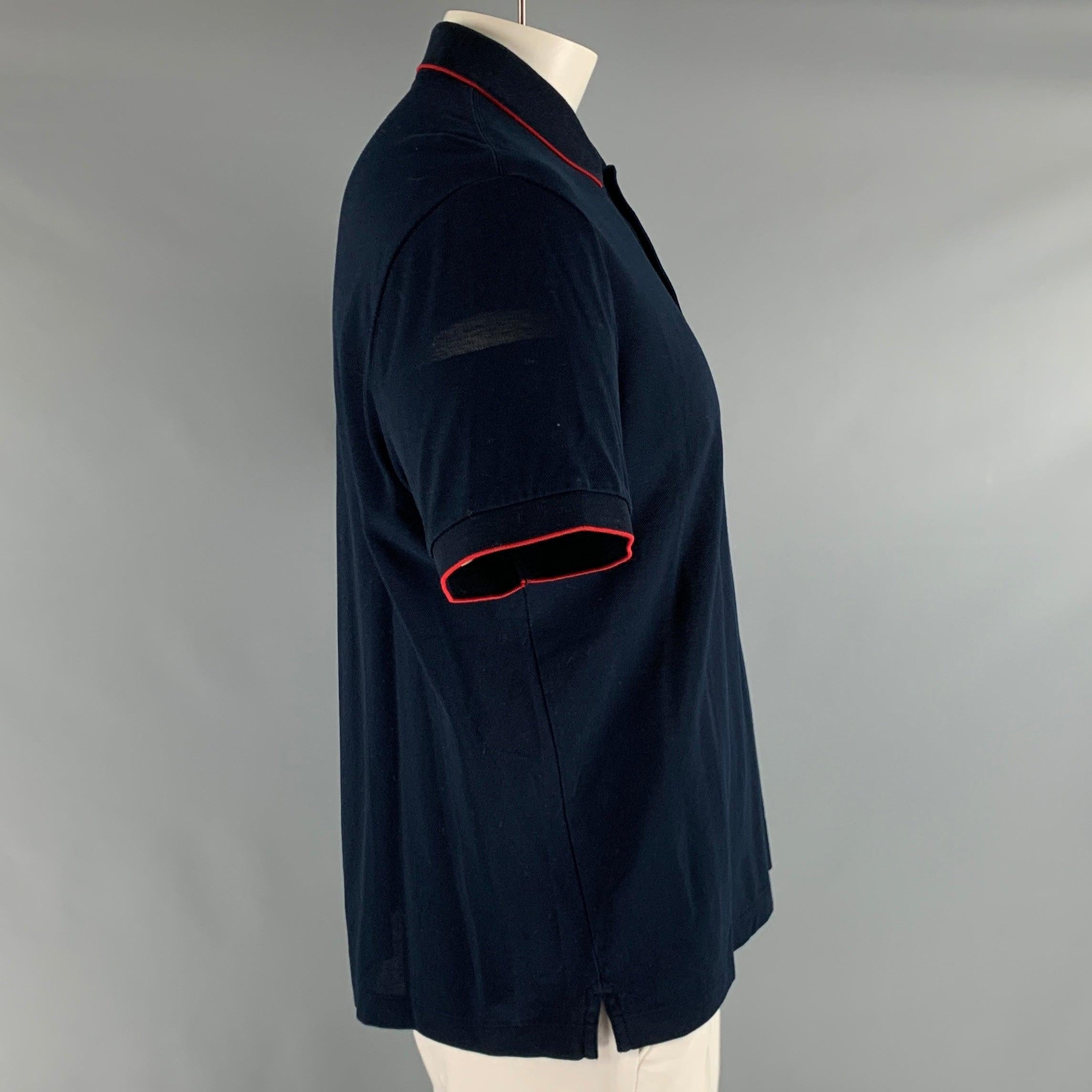 Polo à manches courtes BURBERRY LONDON Taille XL avec bordure contrastée rouge marine Bon état - En vente à San Francisco, CA