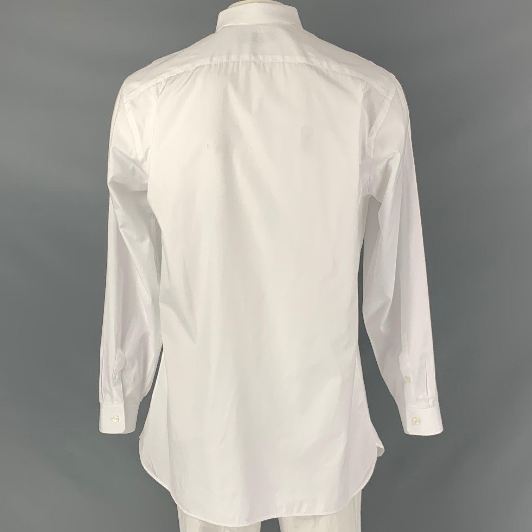 BURBERRY LONDON Size XL White Cotton Button Up Long Sleeve Shirt In Good Condition In San Francisco, CA