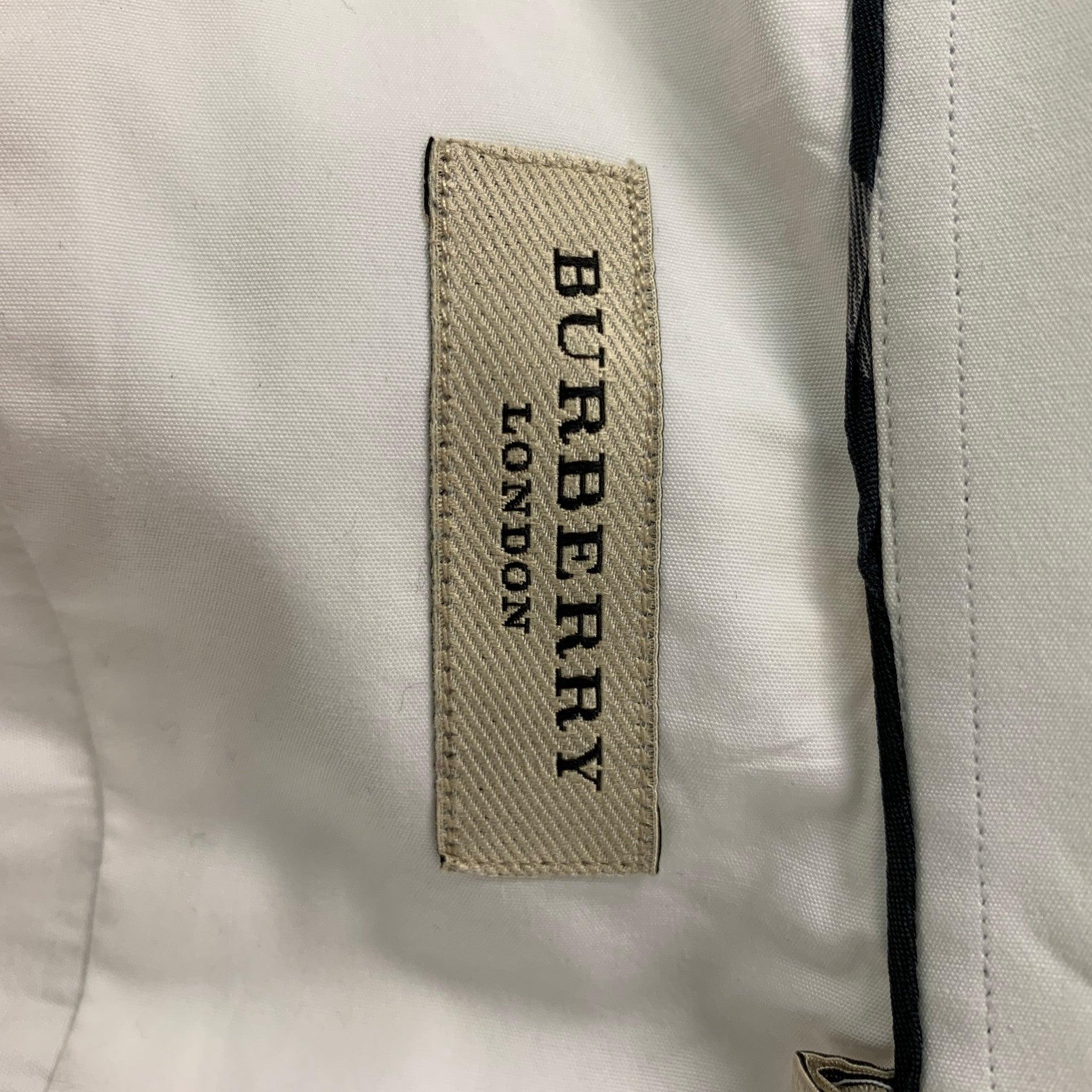 Men's BURBERRY LONDON Size XL White Cotton Button Up Long Sleeve Shirt
