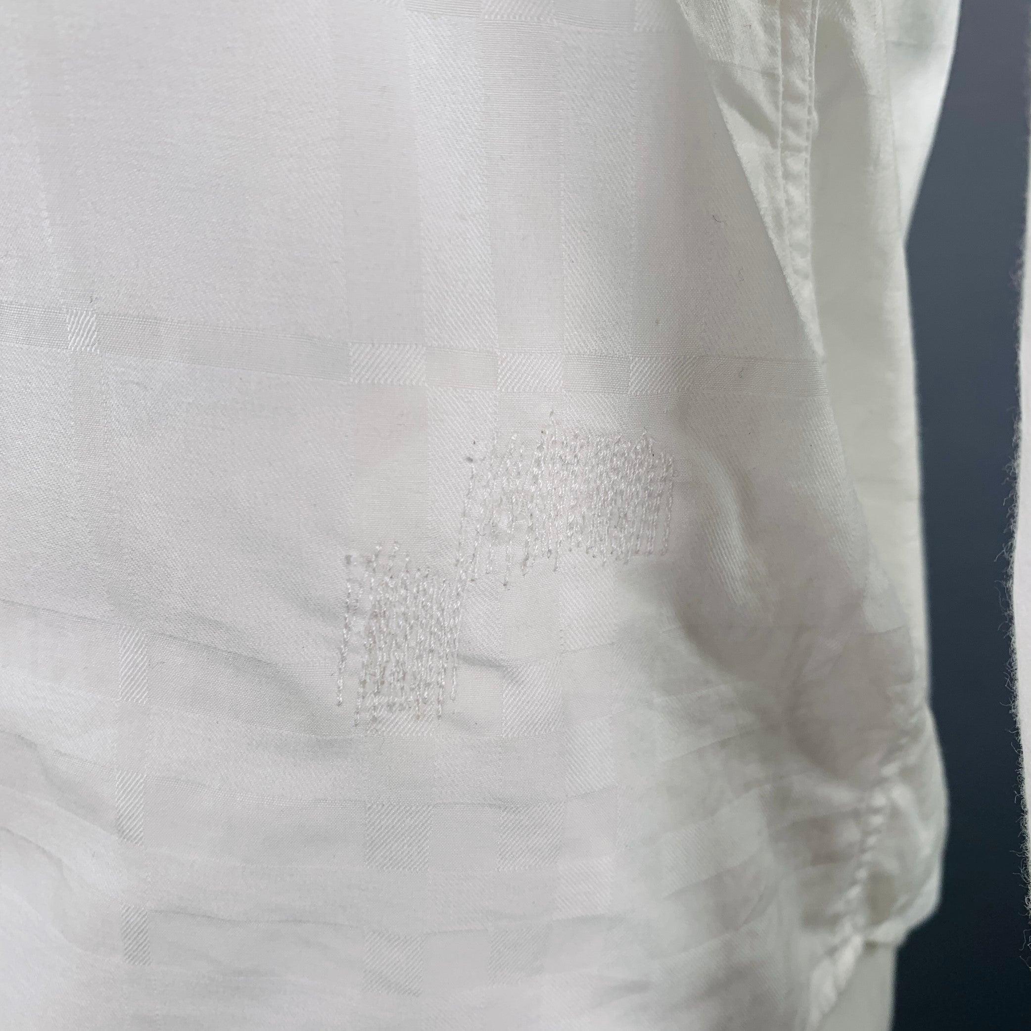 Burberry London Taglia XL Camicia a maniche lunghe in cotone a quadri bianchi con abbottonatura nascosta in vendita 1