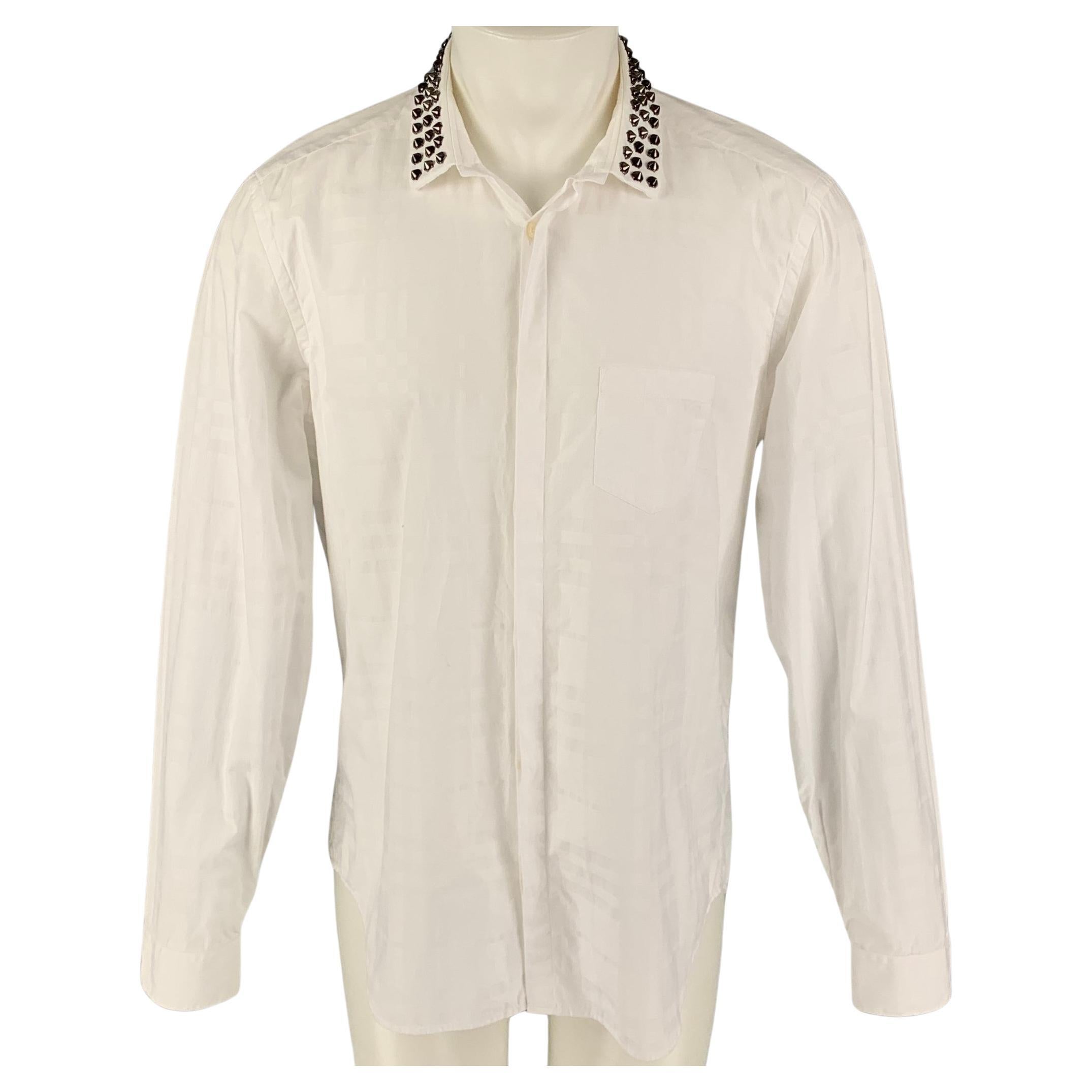 BURBERRY LONDON Size XS White Plaid Cotton Long Sleeve Shirt For Sale at  1stDibs