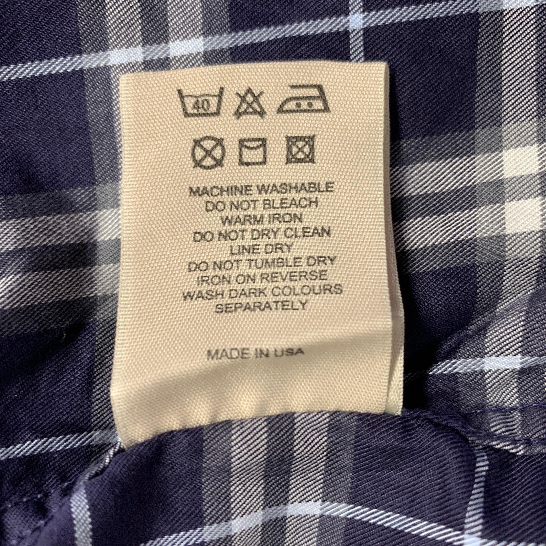 BURBERRY LONDON Size XXXL Purple White & Grey Plaid Cotton Long Sleeve Shirt For Sale 2