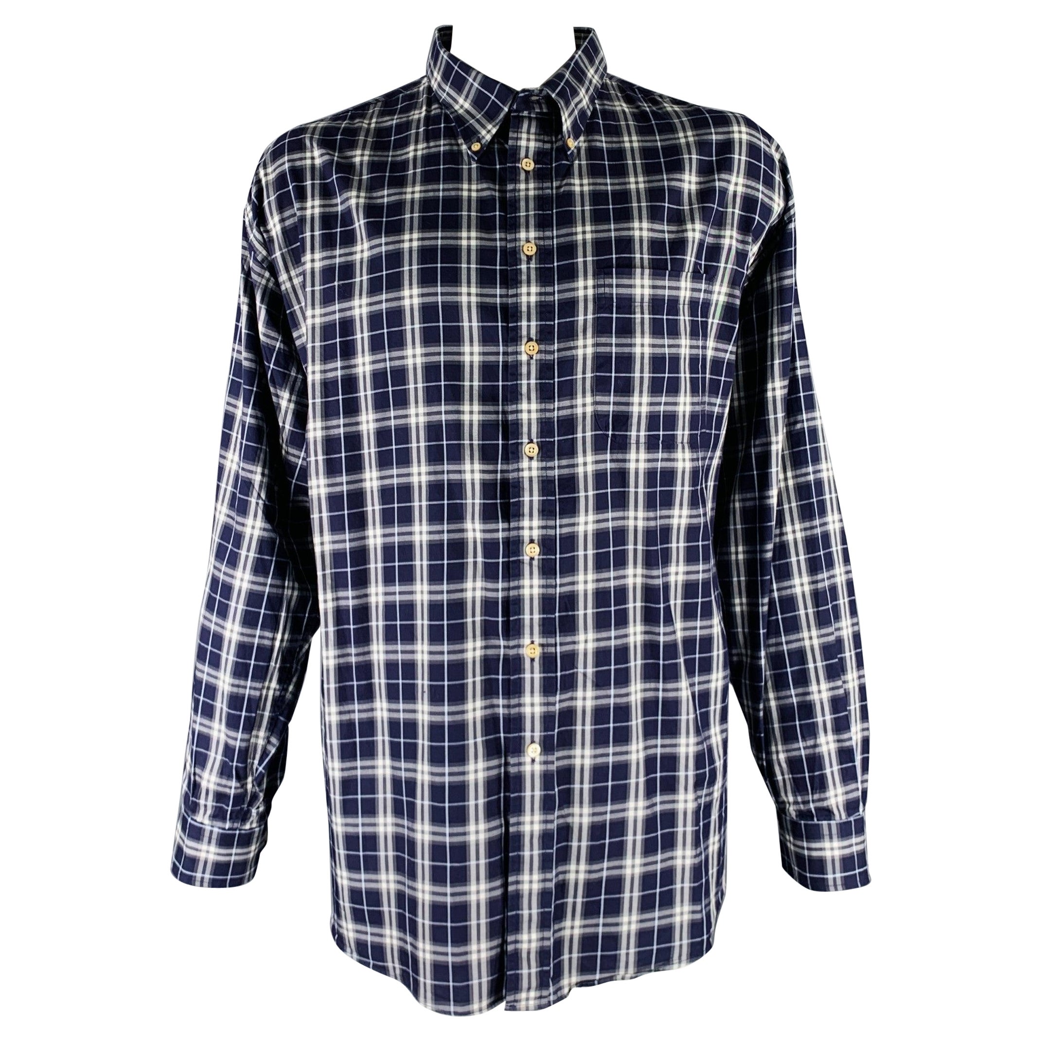 BURBERRY LONDON Taille XXXL - Chemise à manches longues en coton à carreaux violet, blanc et gris