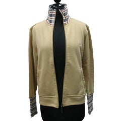 Burberry London Tan Brown Youth Children's Zip Up Collared Light Sweater Jacket