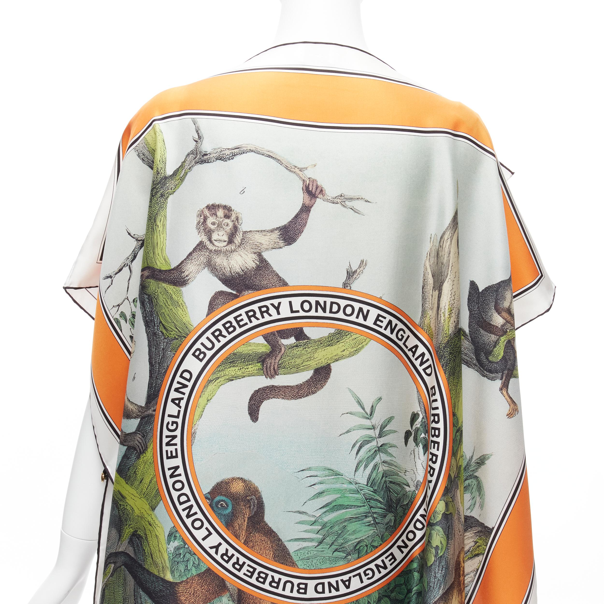 BURBERRY LONDON Tisci 100% silk orange monkey print draped scarf vest top 2