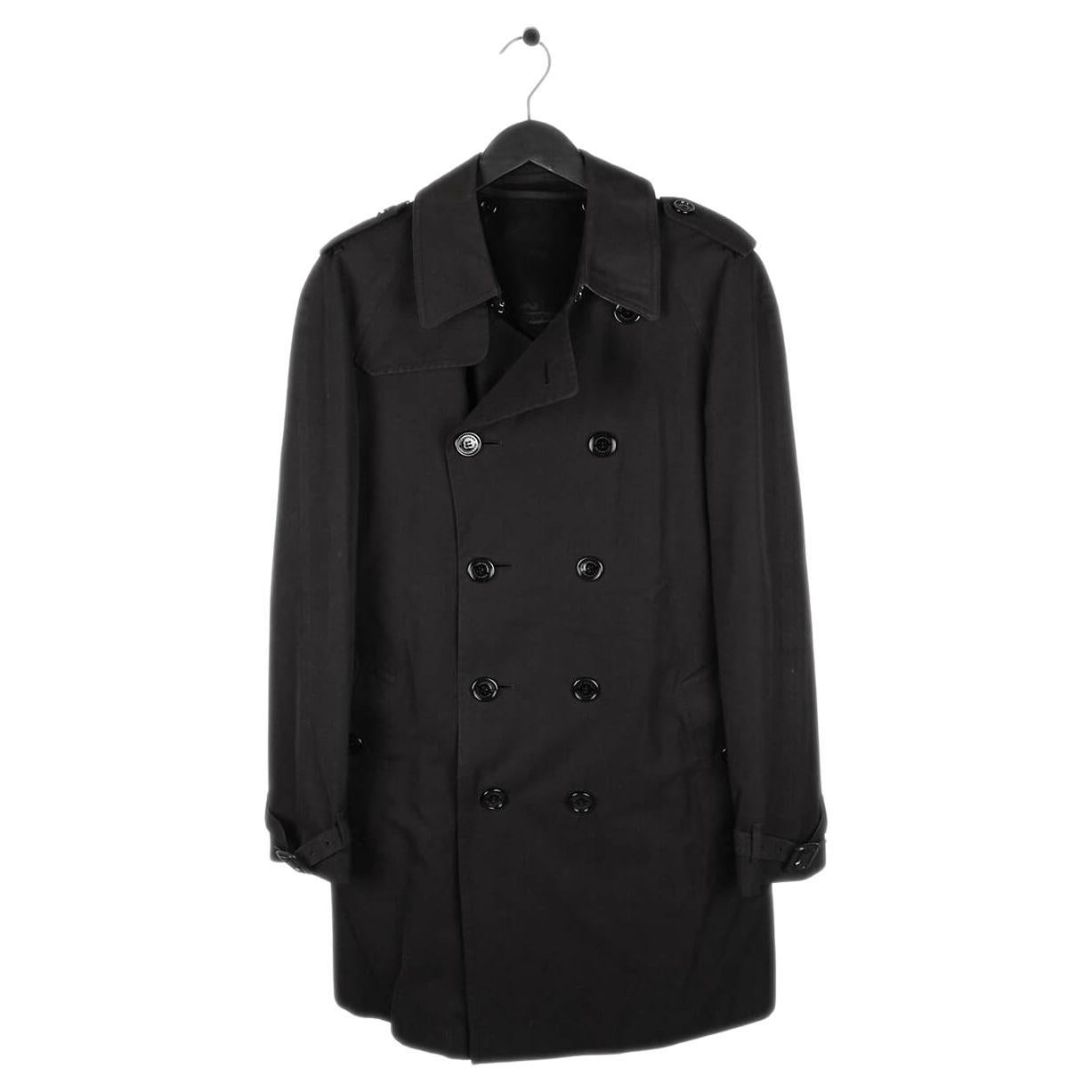 BURBERRY LONDON Size M Black Lace Double Breasted Trench Coat at ...