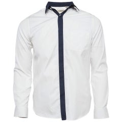 Weißes Baumwollhemd mit Kontrastkragen und Placket von Burberry London, M