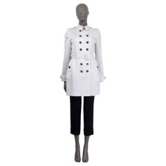 BURBERRY LONDON blanco algodón KENSINGTON corto TRENCH Abrigo Chaqueta 10 S
