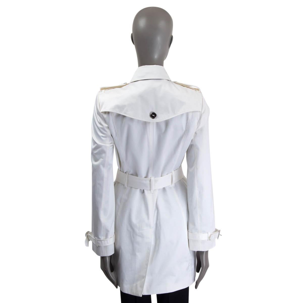 BURBERRY LONDON white cotton KENSINGTON Short TRENCH Coat Jacket 10 S ...