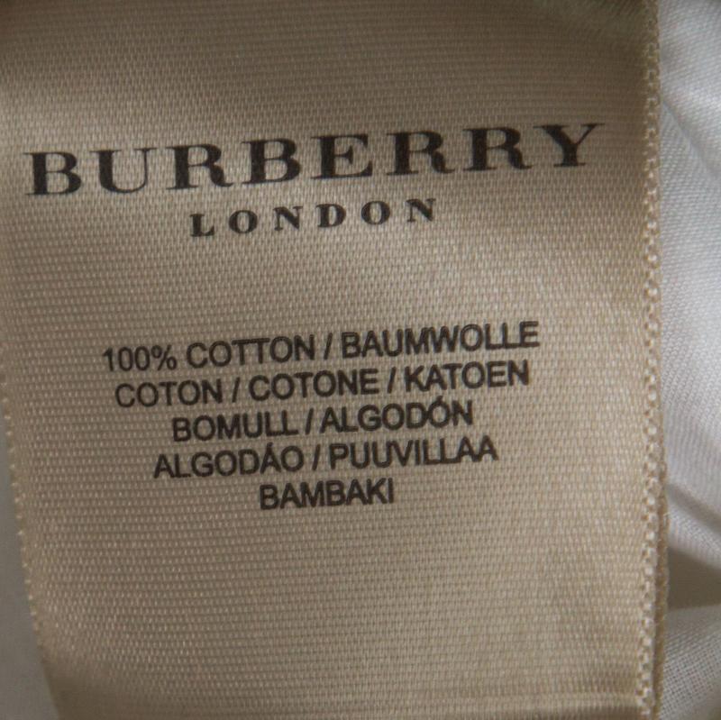 Women's Burberry London White Eyelet Cotton Button Front Short Flared Skirt S