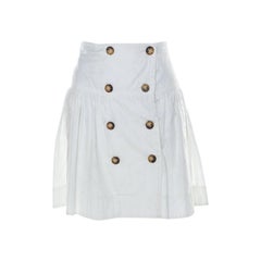 Burberry London White Eyelet Cotton Button Front Short Flared Skirt S