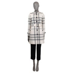 BURBERRY LONDON - Manteau en laine grise et blanche TARTAN CHECK - Taille 6 XS