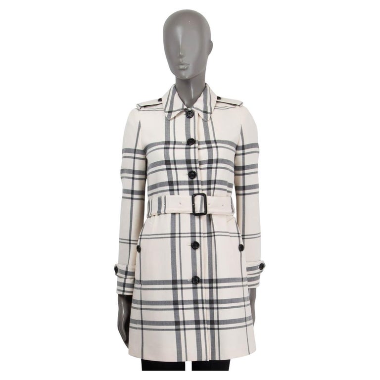 BURBERRY LONDON white grey wool TARTAN CHECK Coat Jacket 6 XS For Sale at  1stDibs | burberry london wool coat, burberry tartan wool coat, off white  checkered jacket