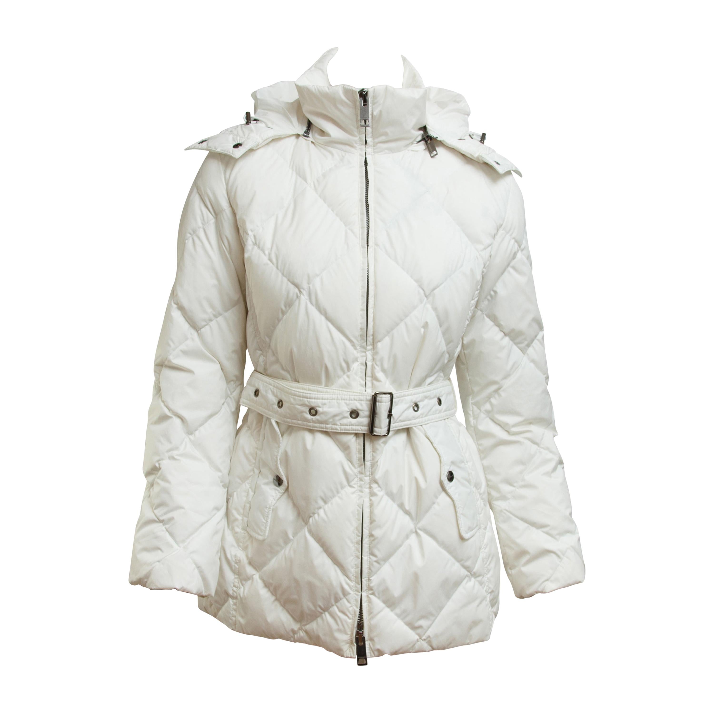 Burberry London White Quilted Puffer Coat
